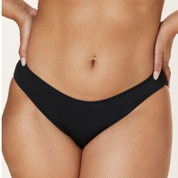 Andie Mindy Kaling The Bikini Bottom Black Textured Swimsuit Size L NWT - Picture 1 of 9